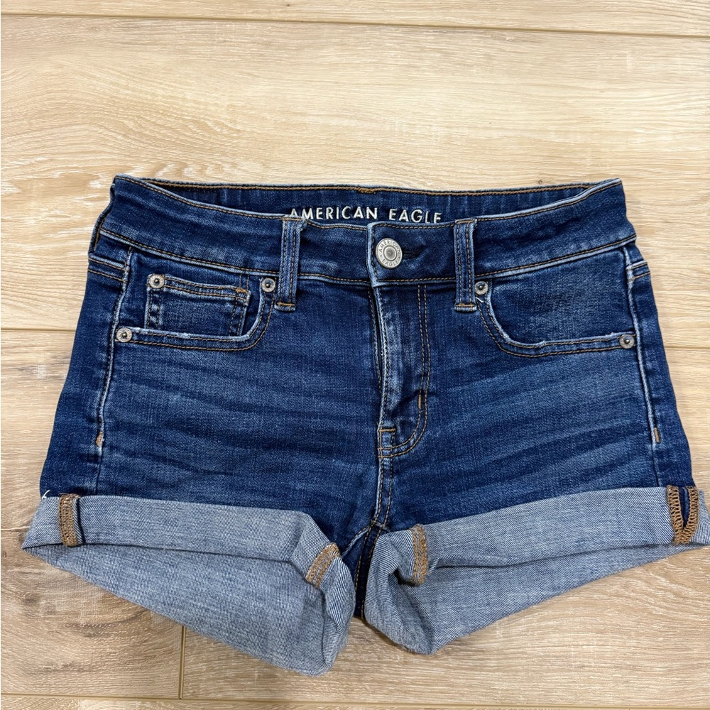 American Eagle Super Stretch Denim Shortie Shorts size 2